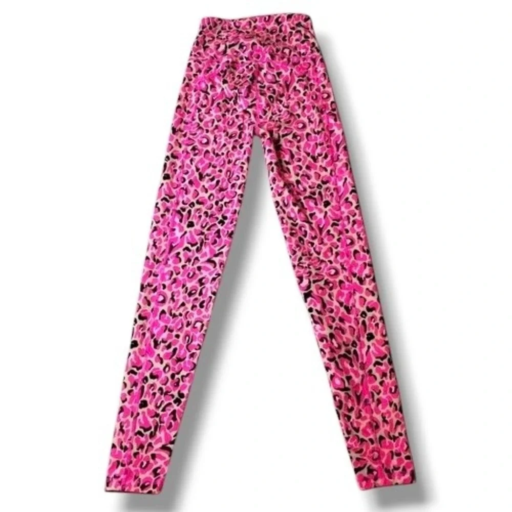 Lilly Pulitzer Weekender Leggings Pink Topaz Leopard‎ High Rise Pocket Active M